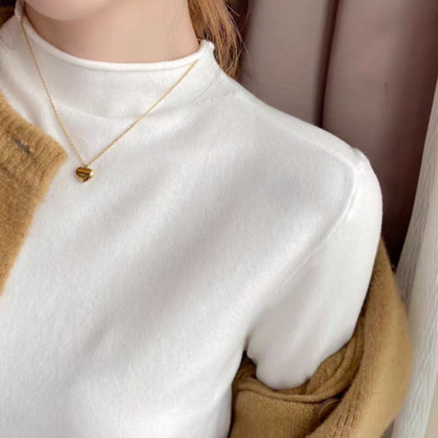 LX~软糯秋冬半高领纯色百搭洋气内搭针织长袖毛衣7109