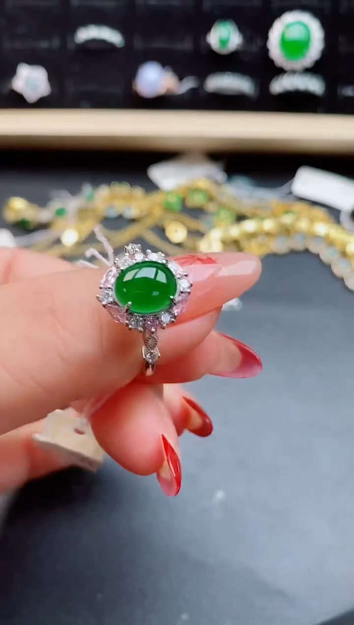 【闪购商品】翡翠戒指银S925镶嵌12121