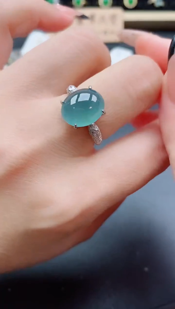 银S925镶嵌戒指翡翠1