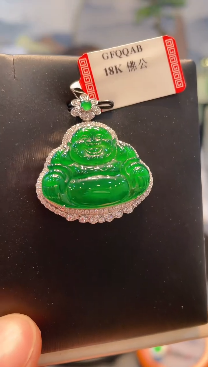 【闪购商品】翡翠颈饰18K金镶嵌A57天然A货翡翠