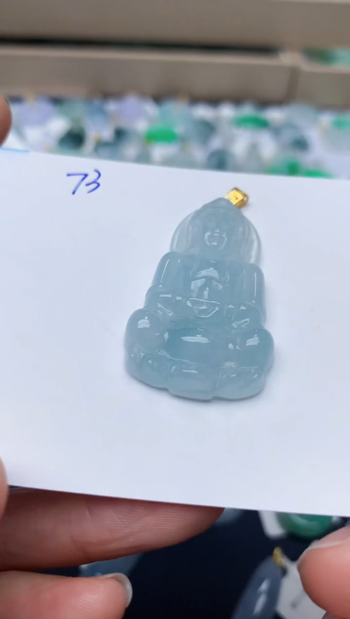 【闪购商品】翡翠颈饰18K金镶嵌天然翡翠A货   