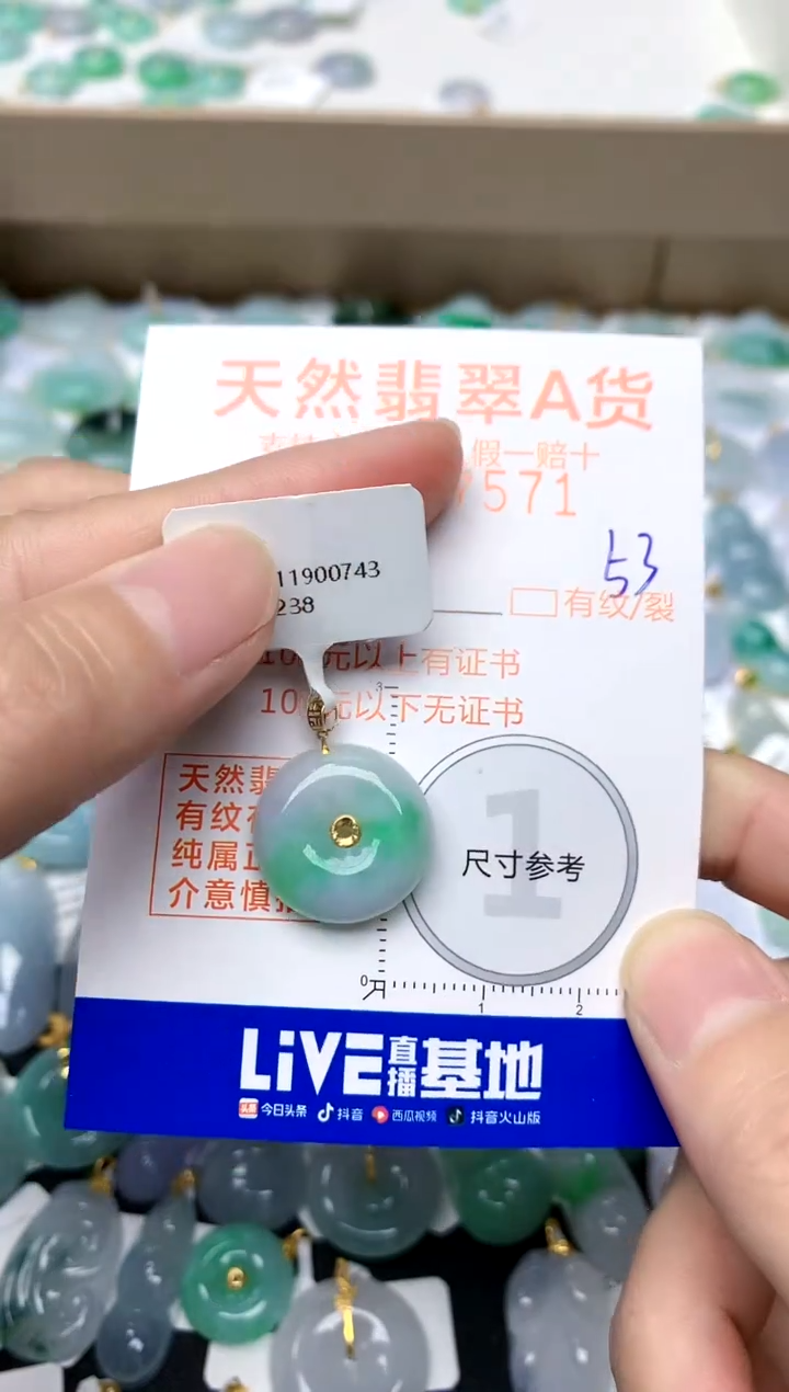 【闪购商品】翡翠颈饰18K金镶嵌53天然A货翡翠