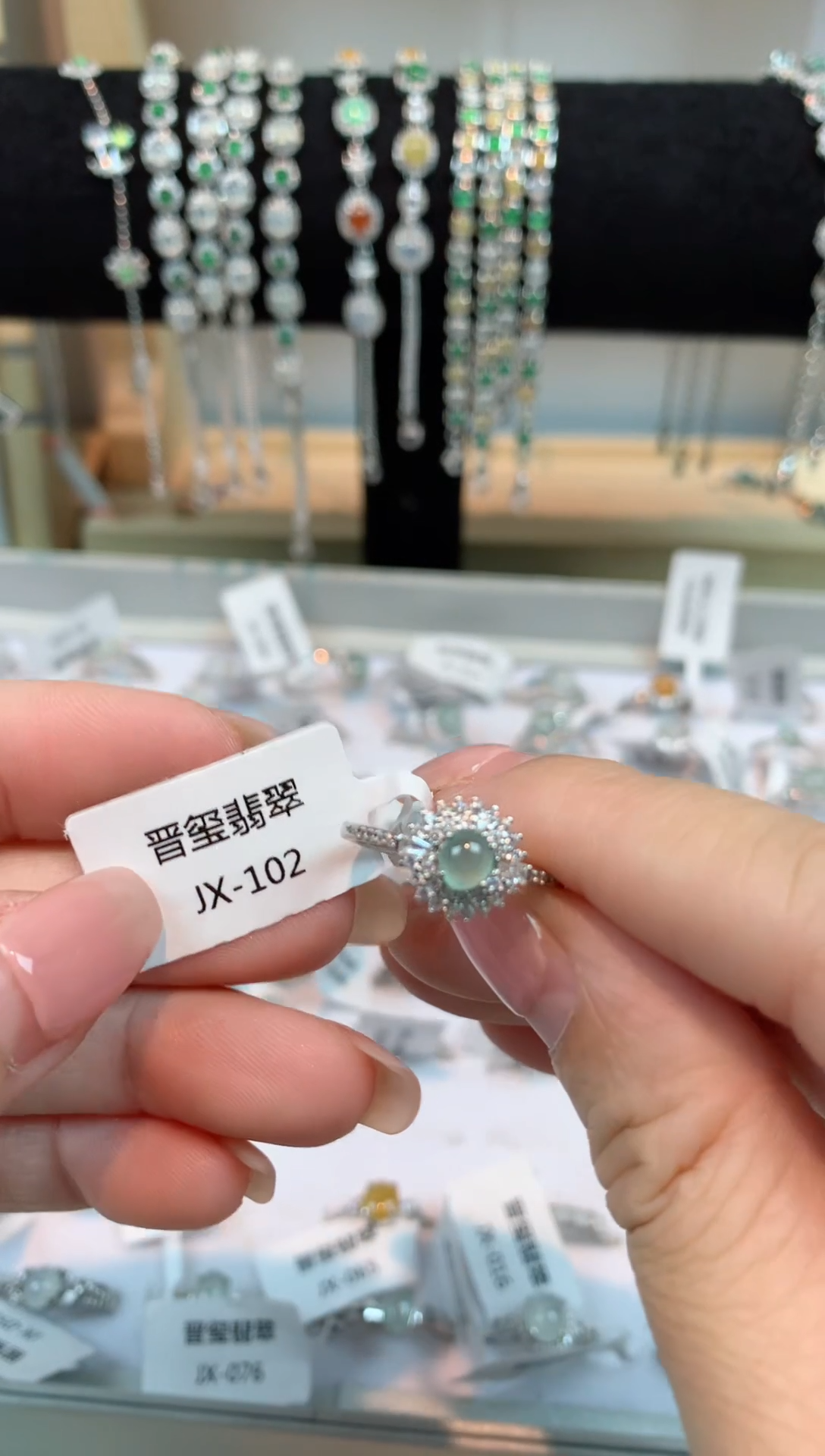 翡翠戒指银S925镶嵌天然A货102