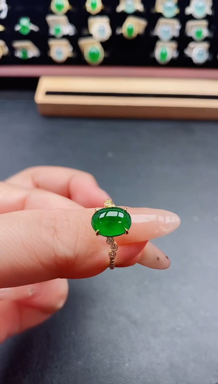 银S925镶嵌戒指翡翠1