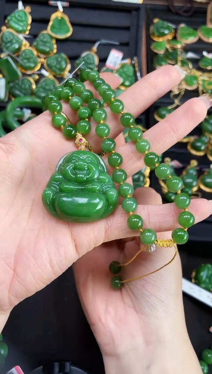 【闪购商品】和田玉套链18K金镶嵌多样性发一