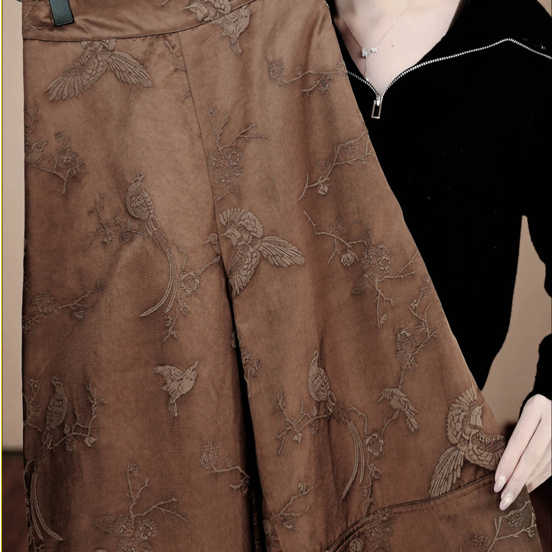 棕雀气质高腰阔腿直筒裤（DL69/优品/倩/伯1）