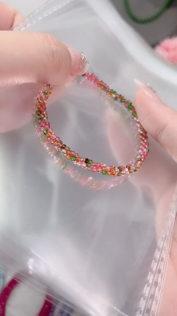 合金手链尖晶石粉彩麻花19.9