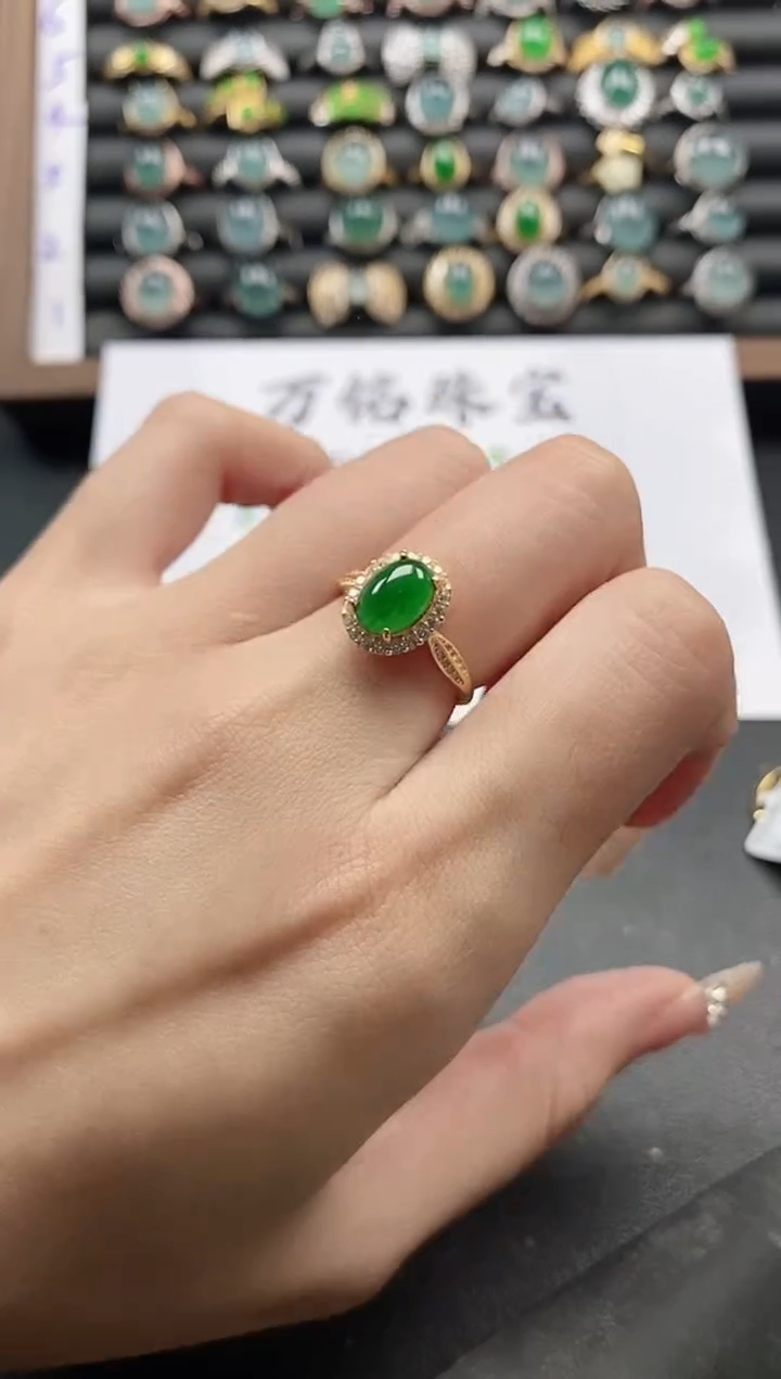 银S925镶嵌戒指翡翠51511