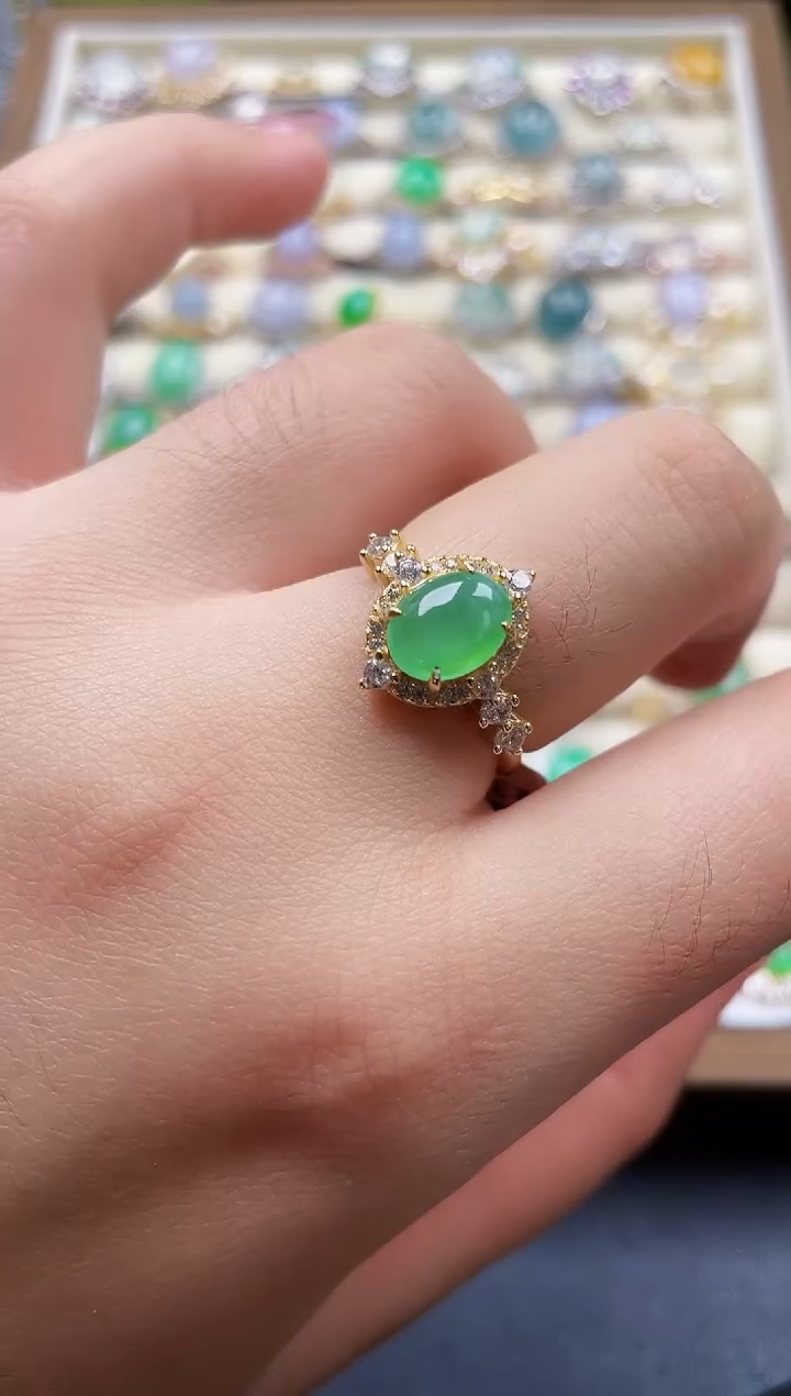 银S925镶嵌戒指翡翠166