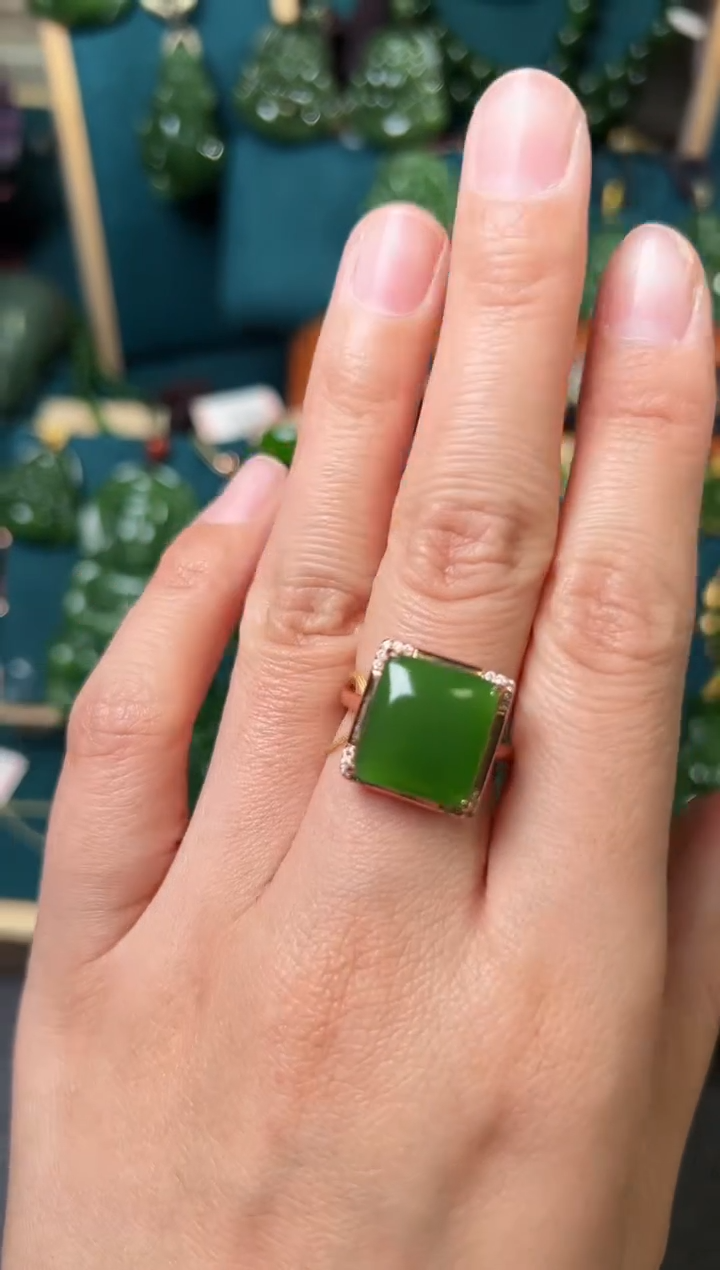 【闪购商品】和田玉（碧玉）戒指银S925镶嵌碧玉