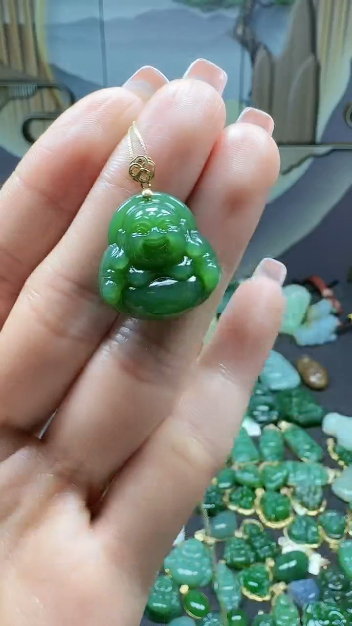 【闪购商品】和田玉挂件18K金镶嵌1