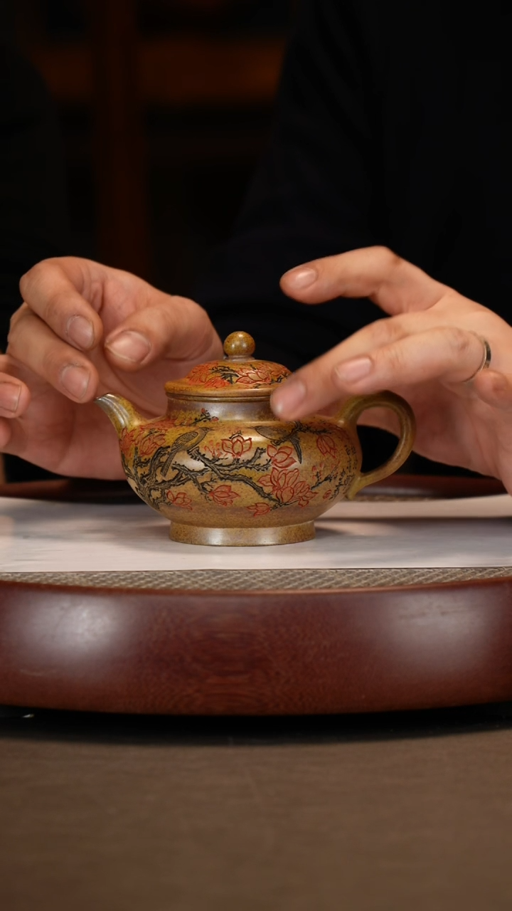 【闪购商品】紫砂茶壶虎皮金砂高虚扁+曹秀芬