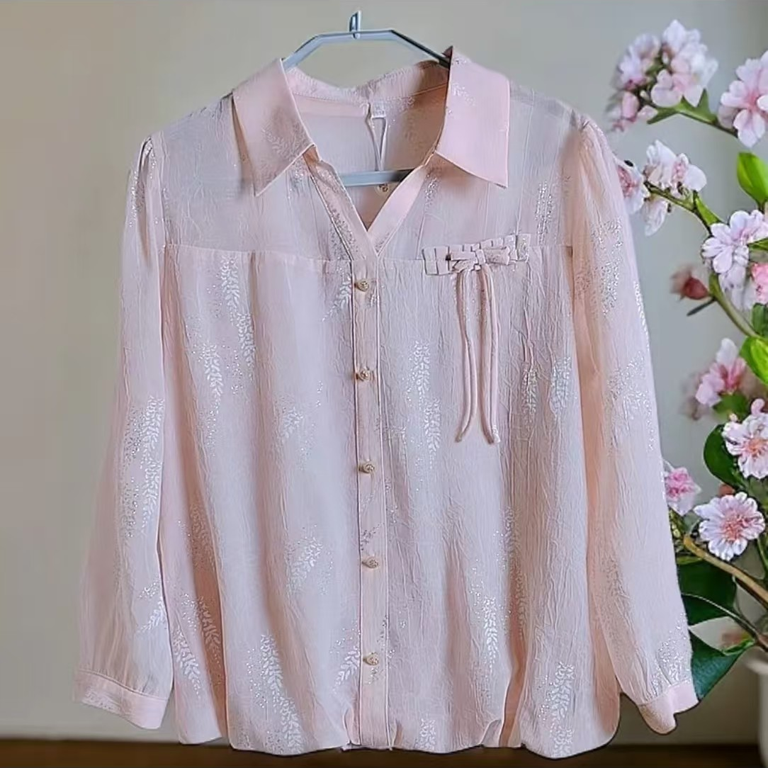 D88中年女装夏秋长袖衬衫