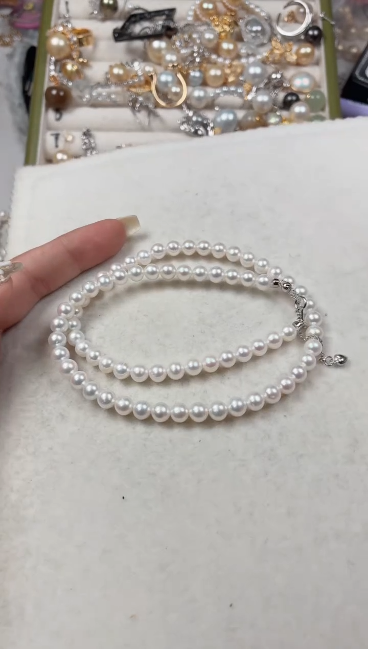 银S925镶嵌项链淡水珍珠Z433