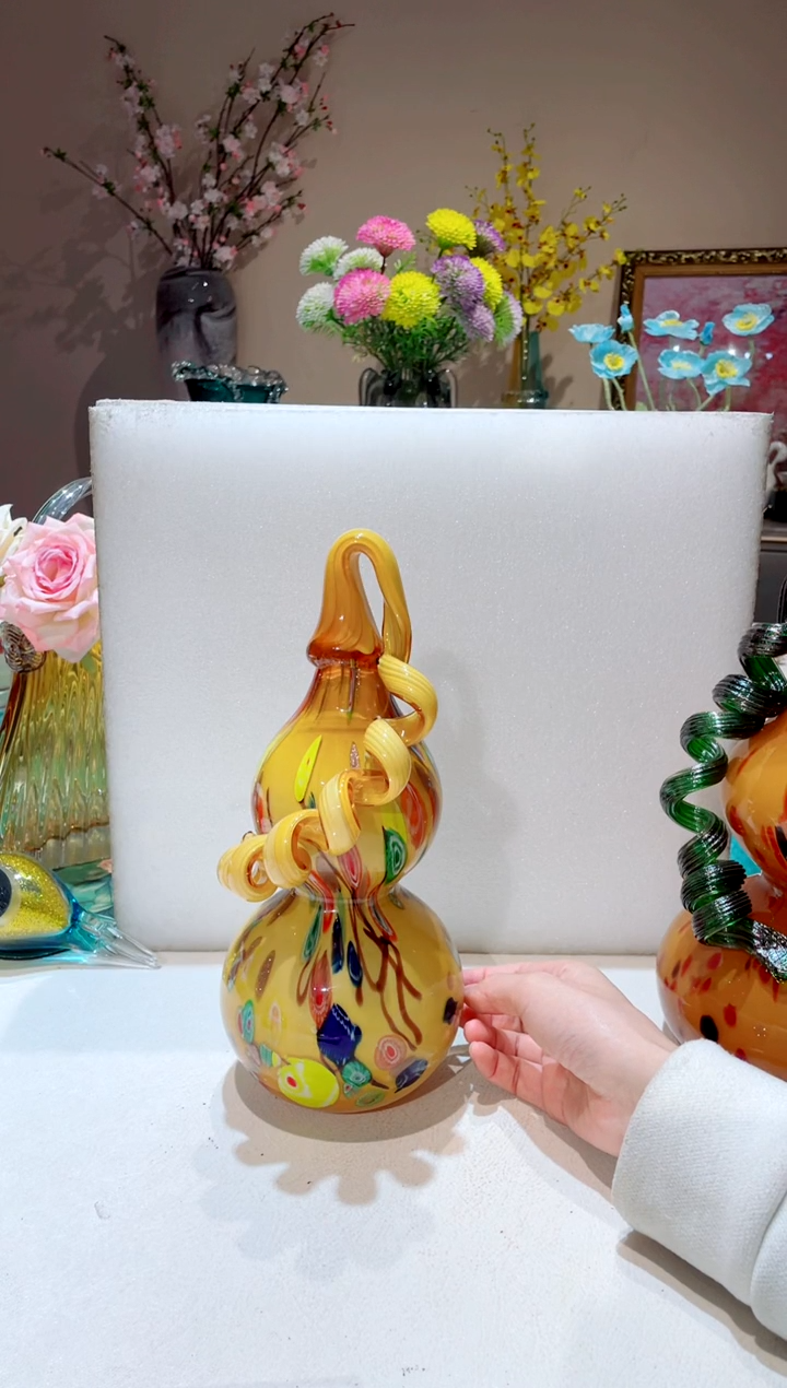 【闪购商品】琉璃手工艺品老款黄色葫芦 微瑕