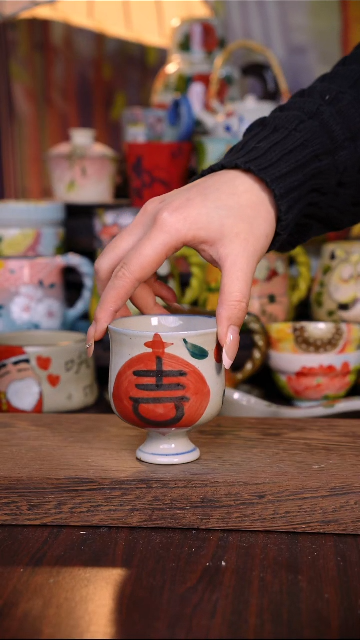 杯子陶泥垚手作 景德镇手工手绘陶瓷器物