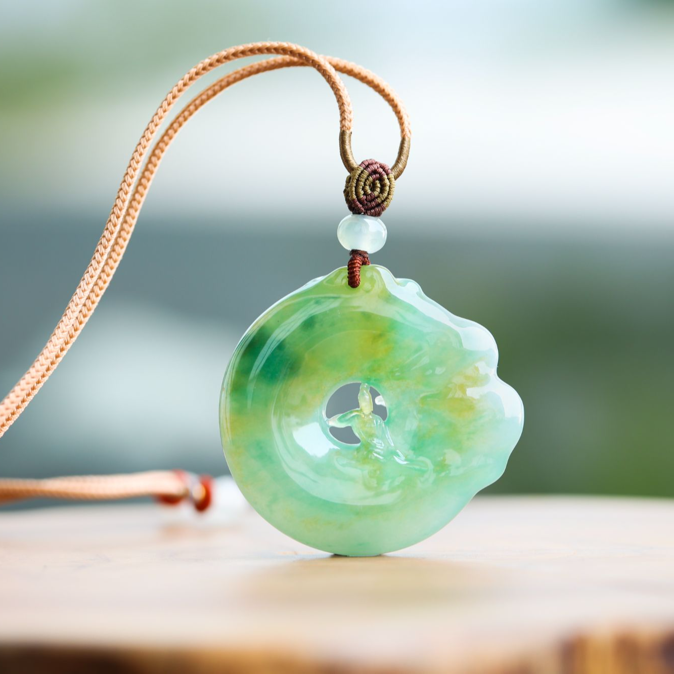 【庄家翡翠】新品-自在黄凝暮色-翠染春烟挂件未镶嵌