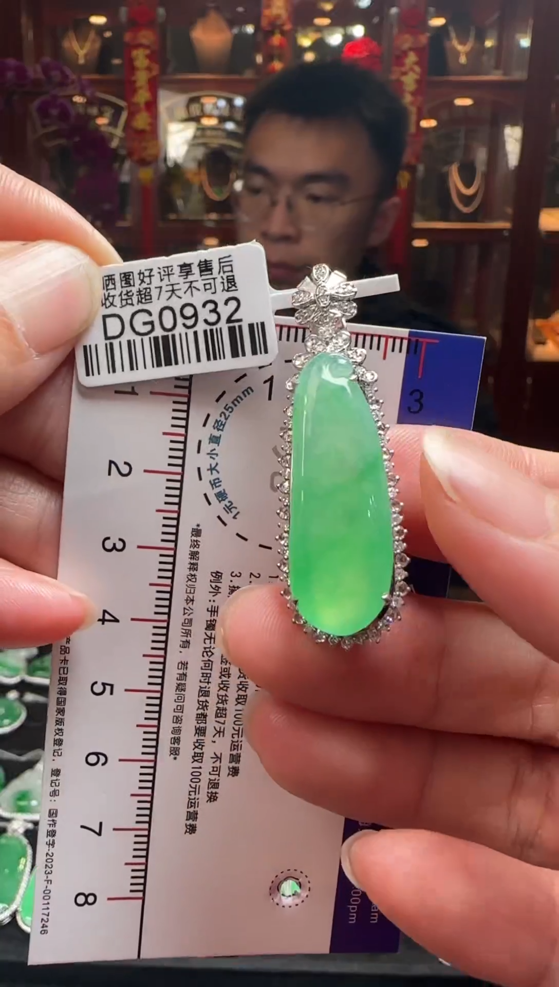 【闪购商品】翡翠颈饰18K金镶嵌DG0932冰绿福瓜