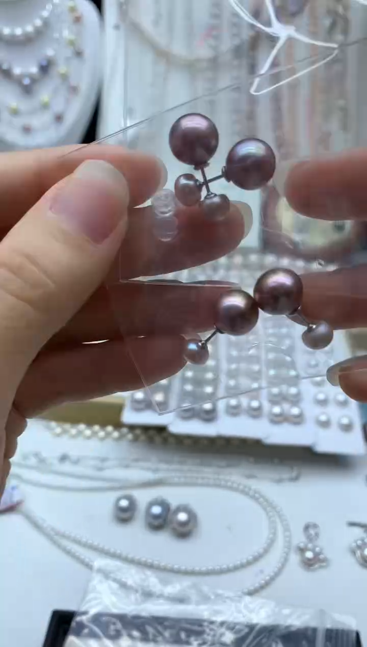 银S925镶嵌淡水珍珠耳饰多样性发其一