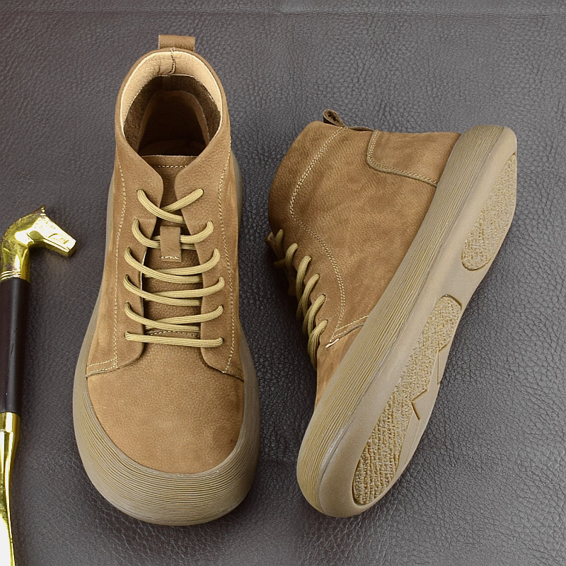 秋冬真皮马丁靴男款头层牛皮复古男靴牛筋软底防滑休闲皮鞋男高帮