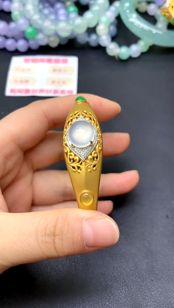 18K金镶嵌手镯翡翠393-中国好珍宝