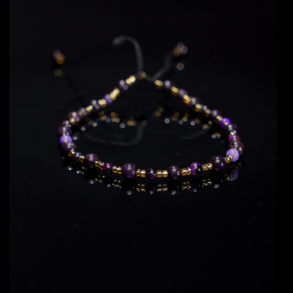 【保真南非老矿舒俱来】满紫圆珠脚链 多样性发其一