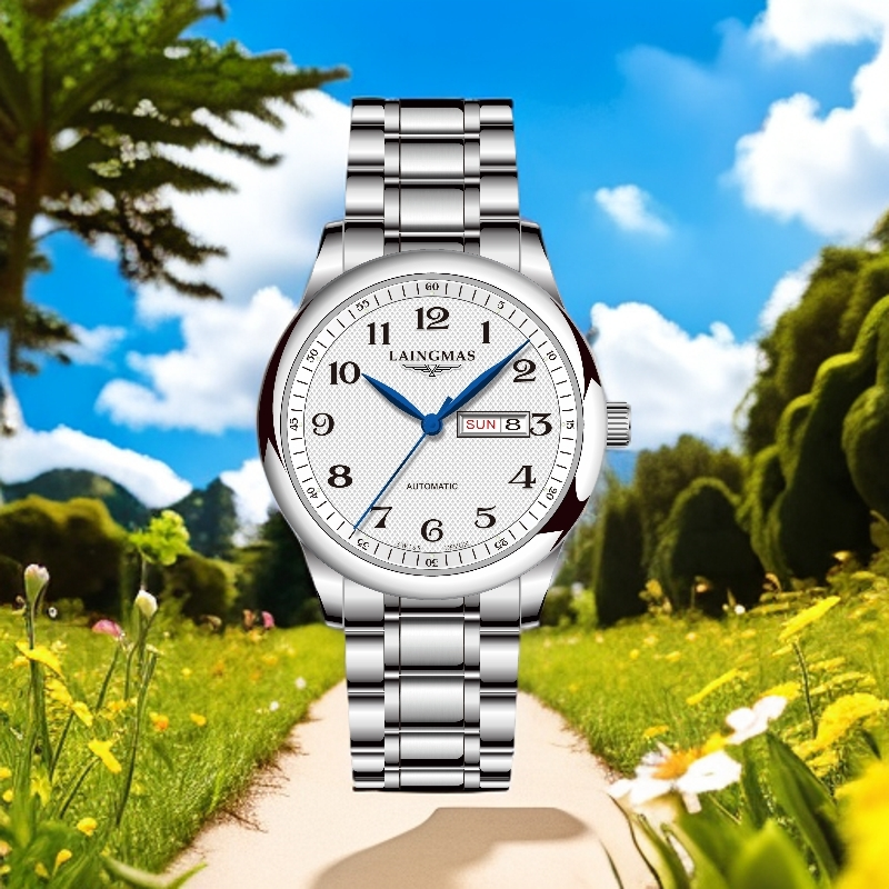 全新未使用/ wiilaa/正品/实芯钢带/双日历夜光/全自动机芯腕表