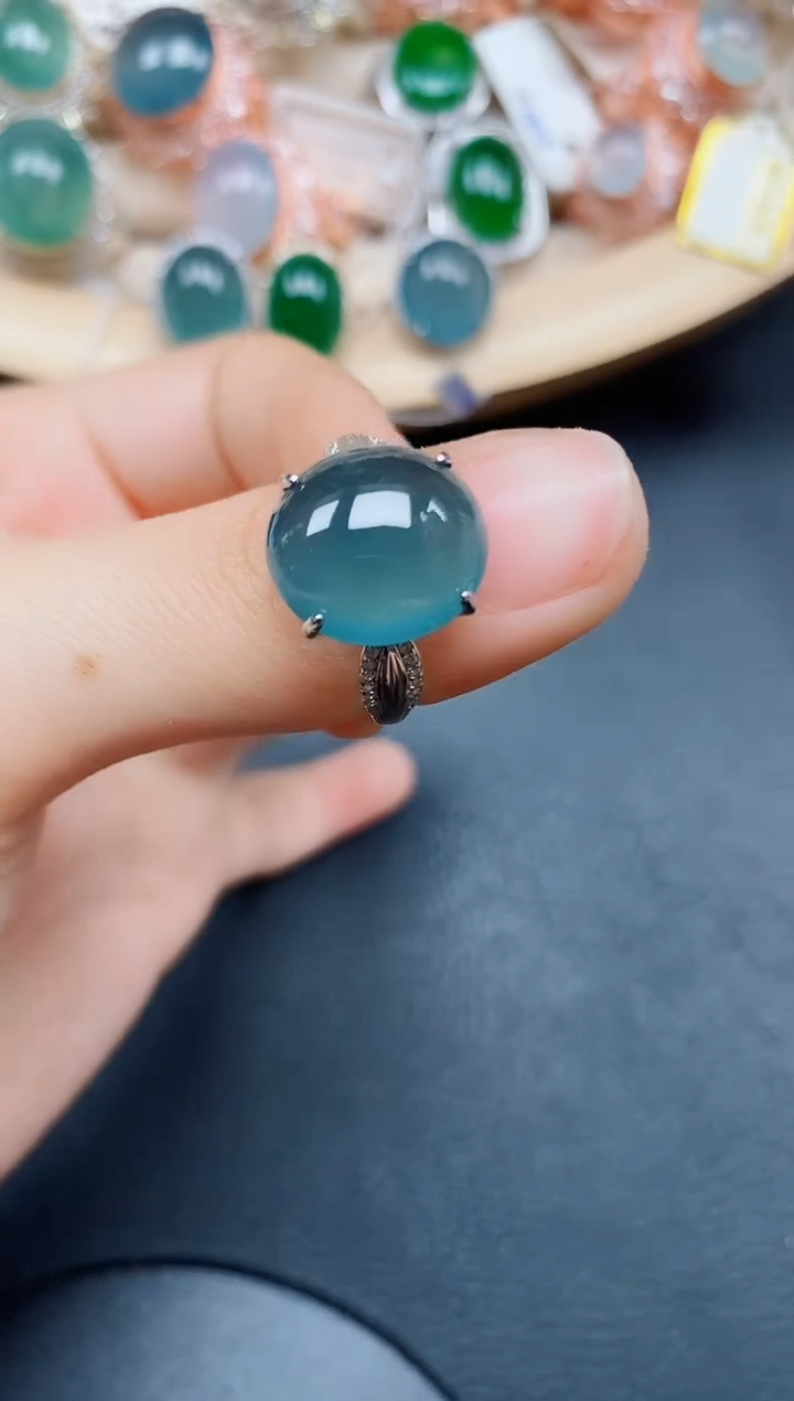 【闪购商品】翡翠戒指银S925镶嵌翡翠