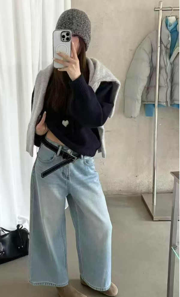 温柔瑶-GD冬季福利-加绒韩风松弛八分阔腿裤-90019