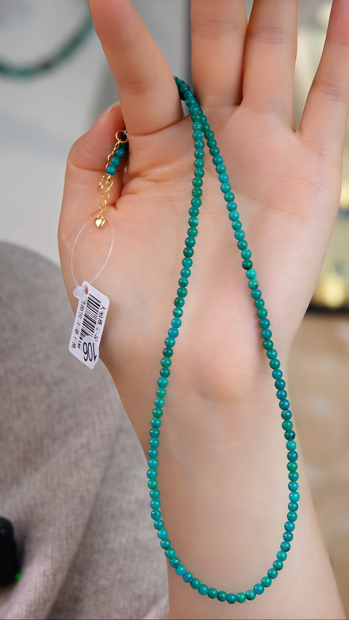 银S925镀金镶嵌绿松石项链多样性发货