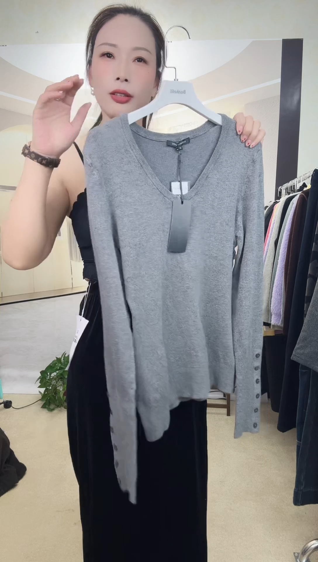 鹿毛娜*梦灰色毛衣