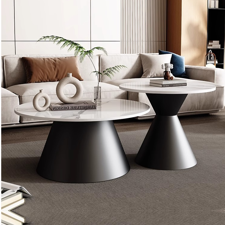 茶几客厅家用2025新款轻奢高级岩板可移动小户型阳台茶台圆形茶几