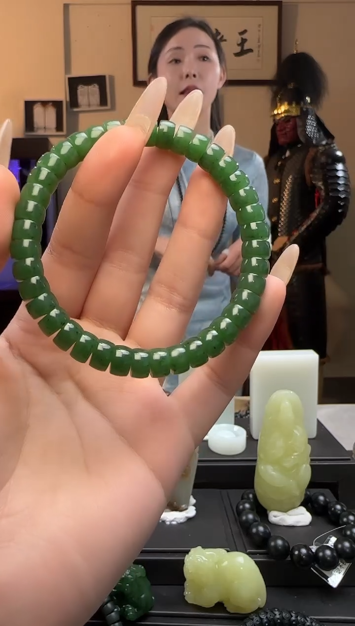 【闪购商品】和田玉碧玉药片未镶嵌手串