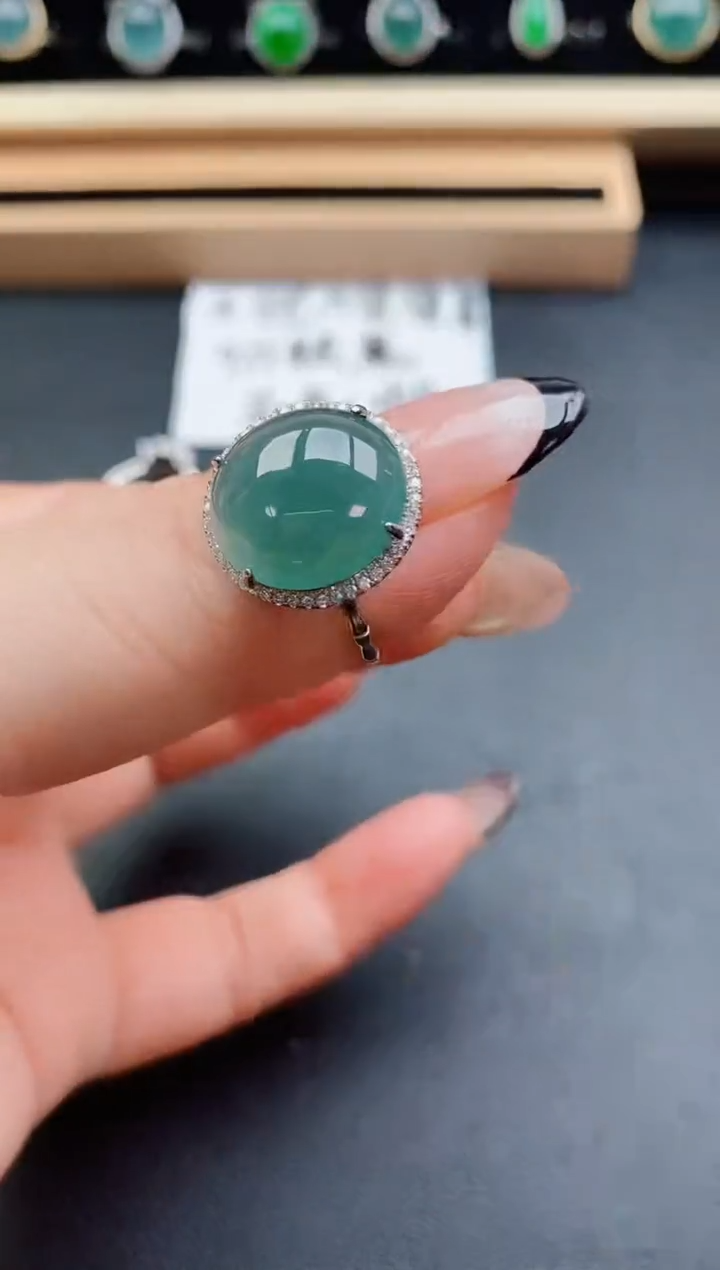 翡翠戒指银S925镶嵌05800
