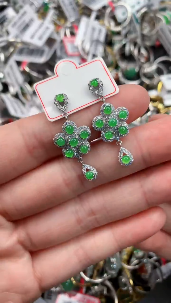 银S925镶嵌戒指翡翠444-6