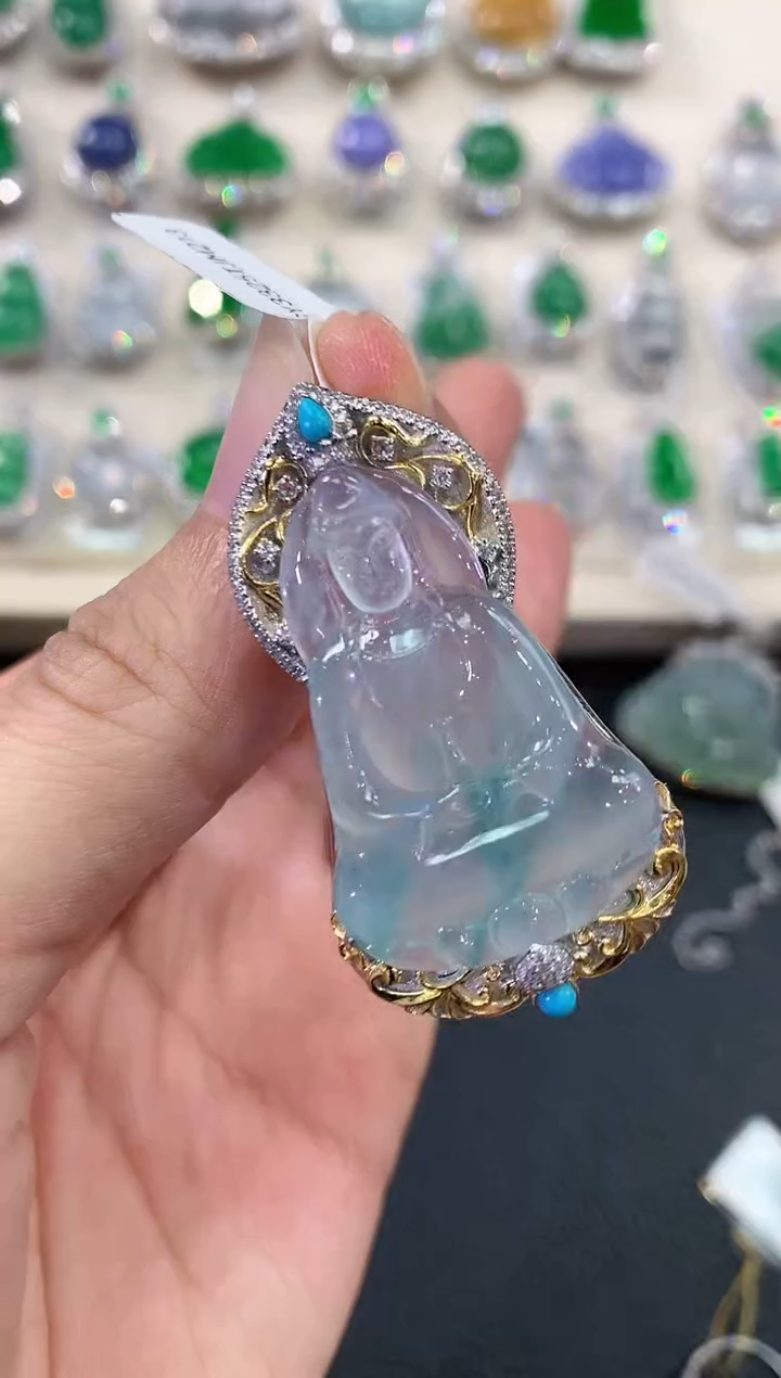 【闪购商品】翡翠吊坠(不含链)18K金镶嵌C100  