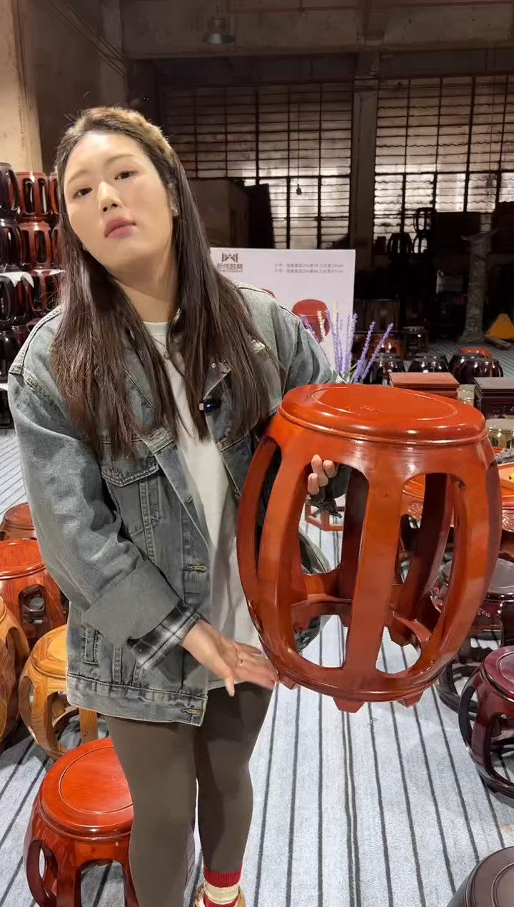 【闪购商品】花梨木类家具花梨木花梨色大号鼓凳一对