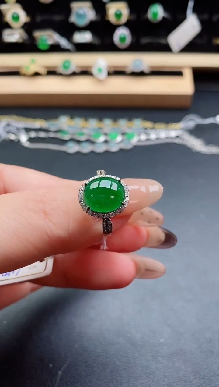 银S925镶嵌戒指翡翠1