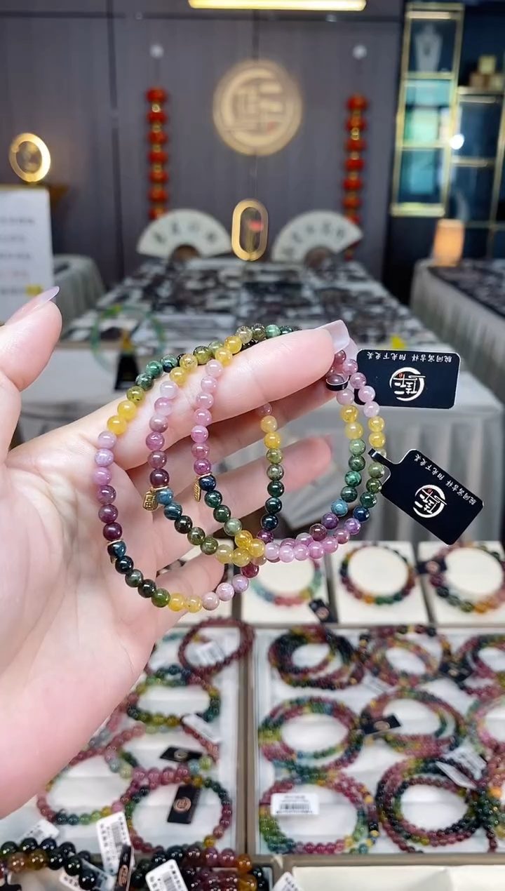 未镶嵌老矿碧玺单圈手串4mm+碧玺多样性发货一条hon