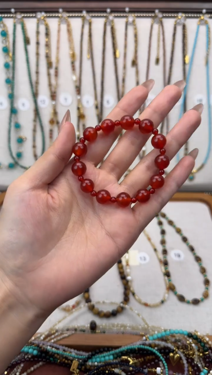 项链钛钢石英质玉手链17厘米左右