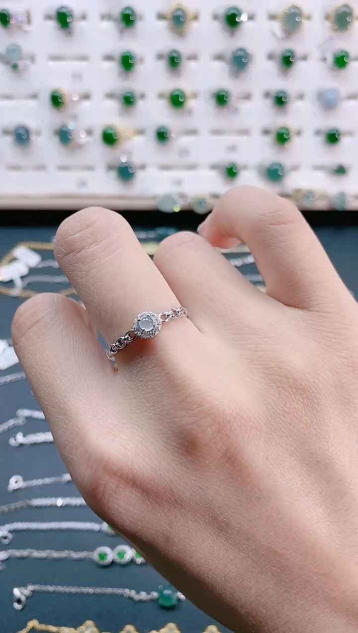 【闪购商品】翡翠戒指银S925镶嵌天然翡翠