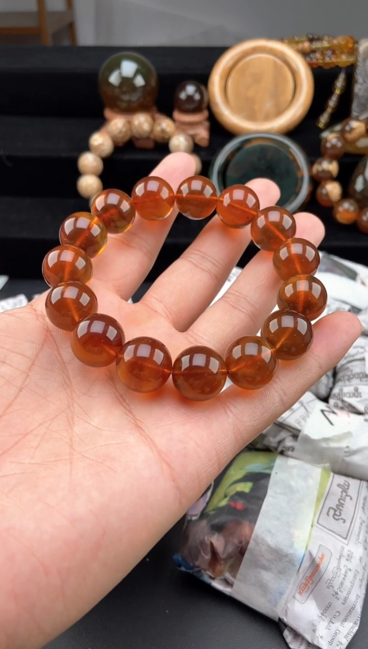 未镶嵌琥珀手链金棕红手串