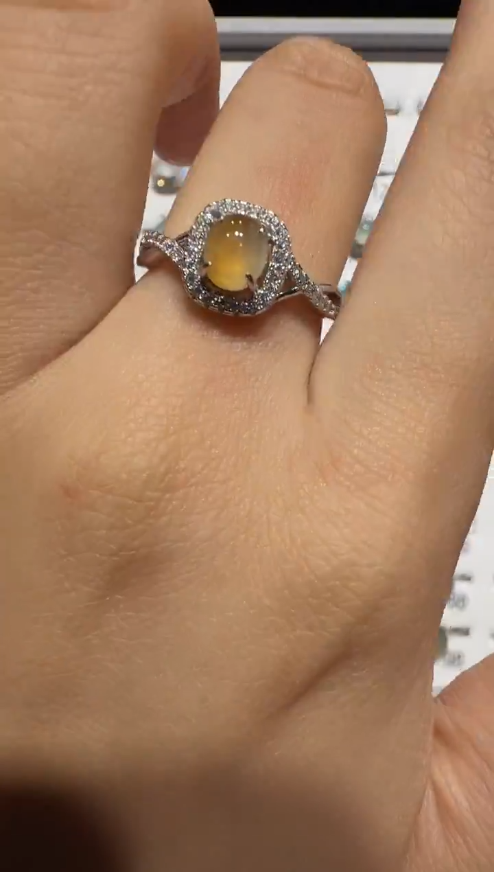 银S925镶嵌戒指翡翠925银镶翡翠戒指镶嵌216