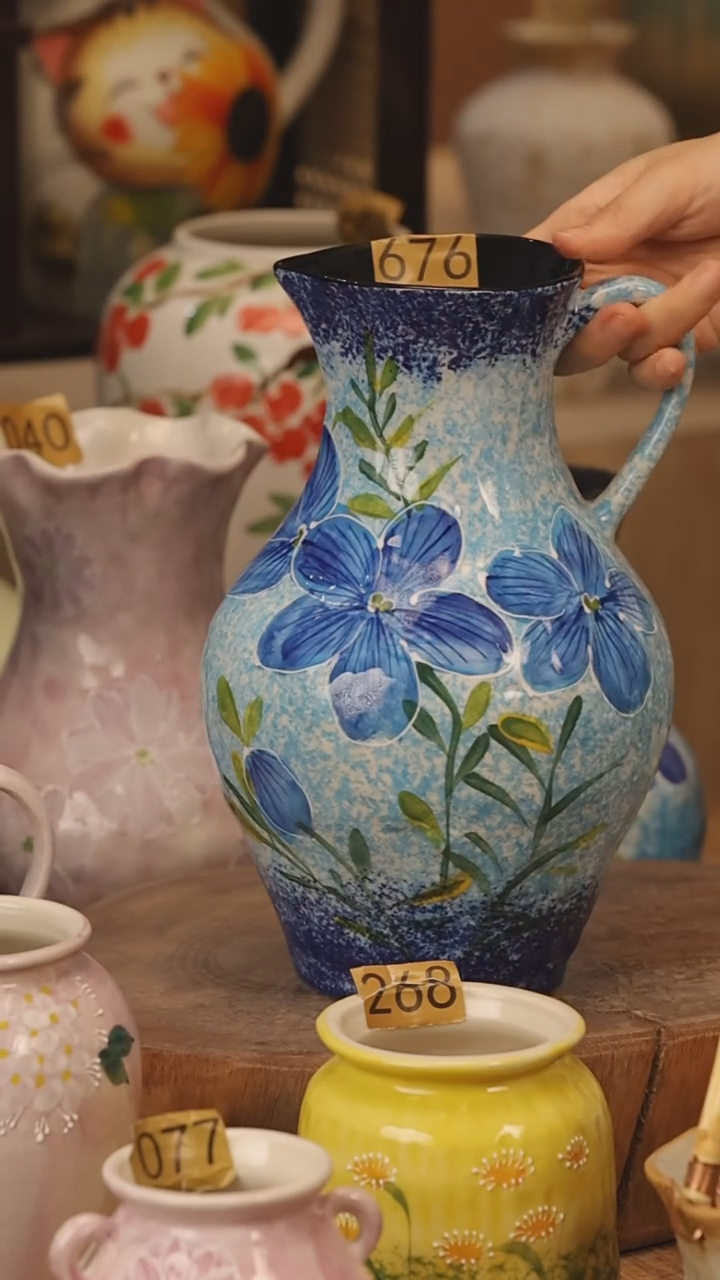 陶瓷景德镇设计师手作花器摆件侘寂风@M676@