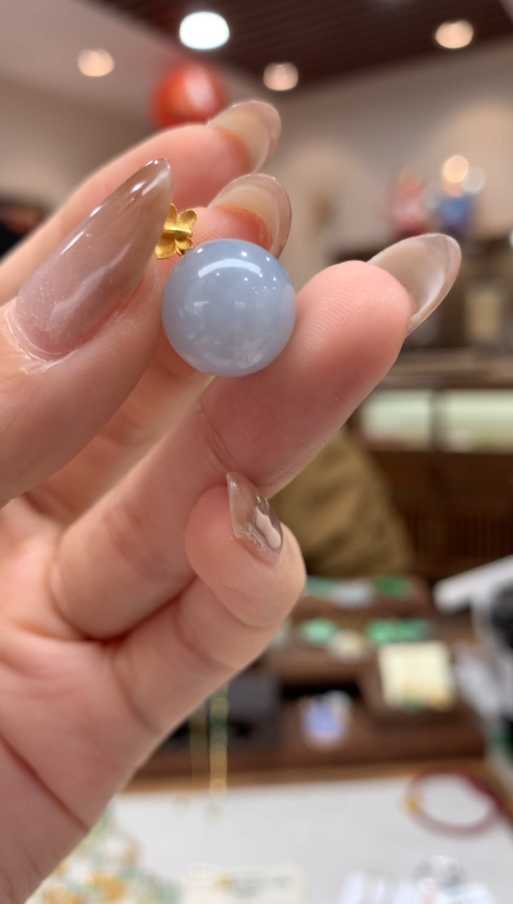 【闪购商品】翡翠18K金镶嵌吊坠(不含链)珠子