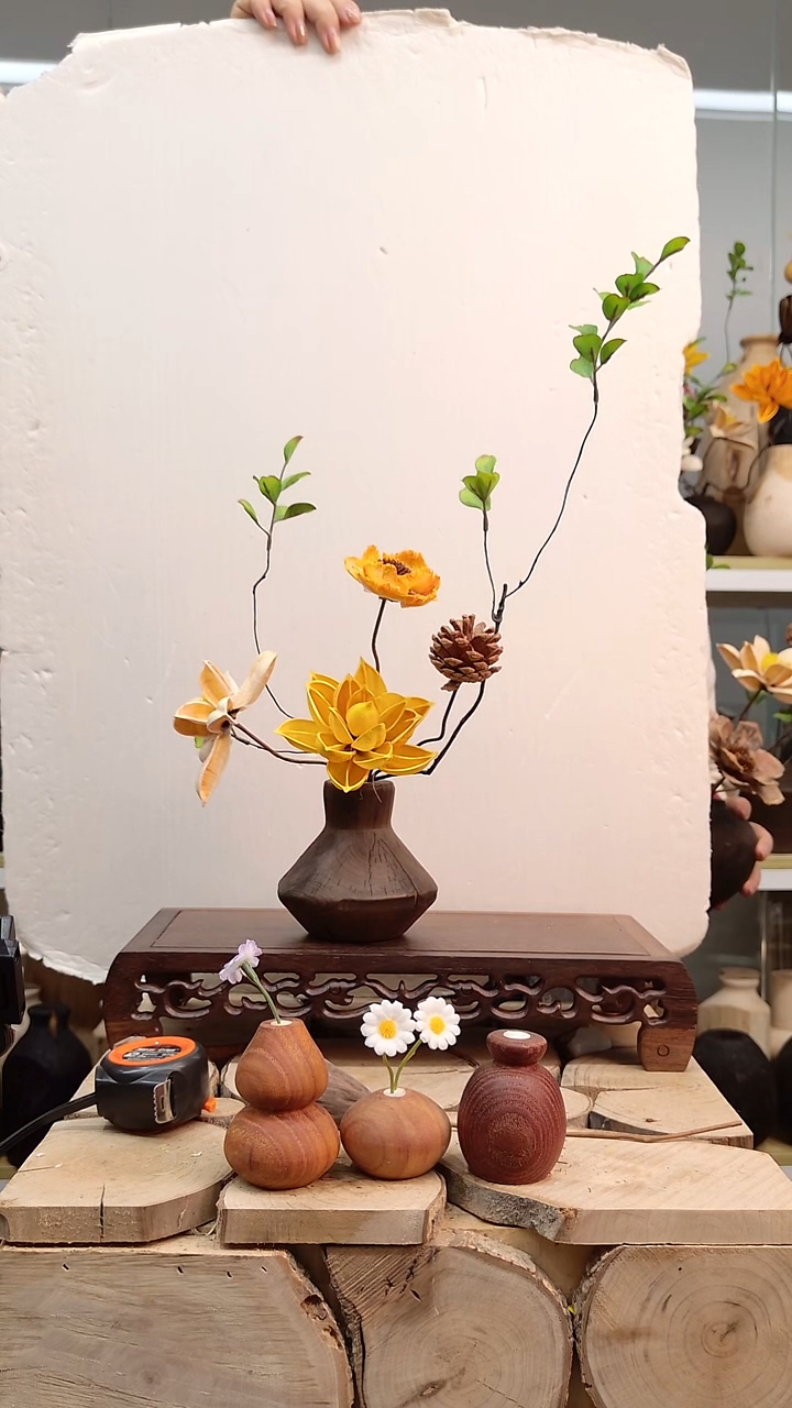 木实木花瓶配花一套