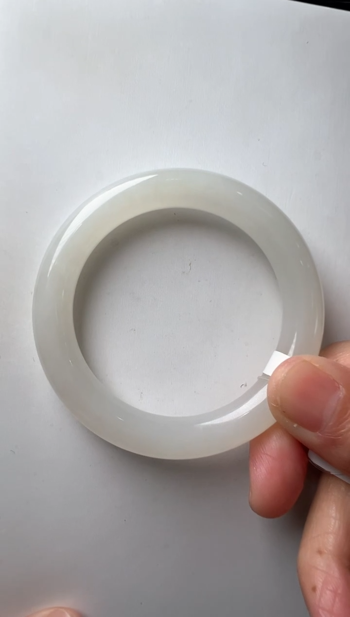 【闪购商品】和田玉手镯未镶嵌51圈口高冰白胖圆条手镯