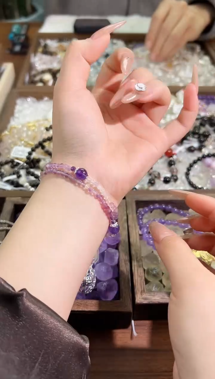 【闪购商品】水晶手链未镶嵌紫水晶双圈孤品