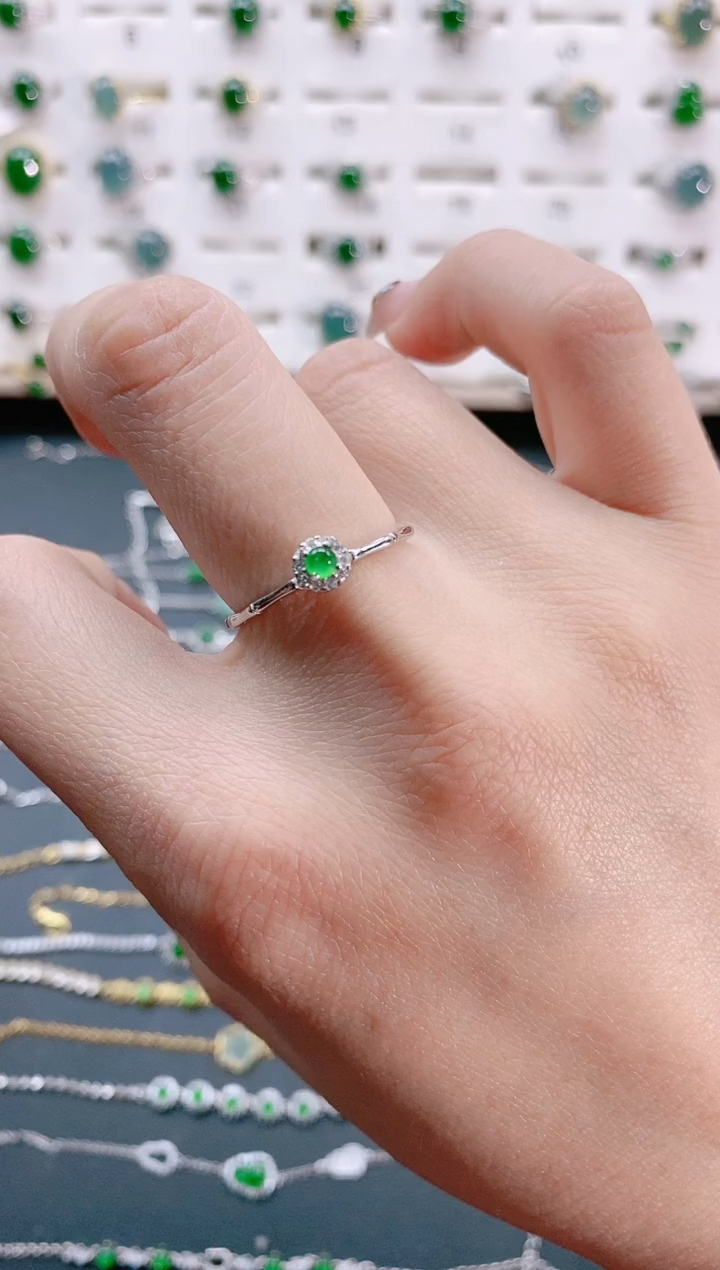 【闪购商品】翡翠戒指银S925镶嵌天然翡翠