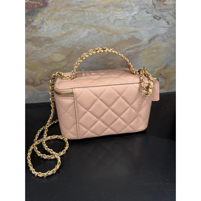 HIRMRIS手工真皮包17-551256-粉 镂空盒子香